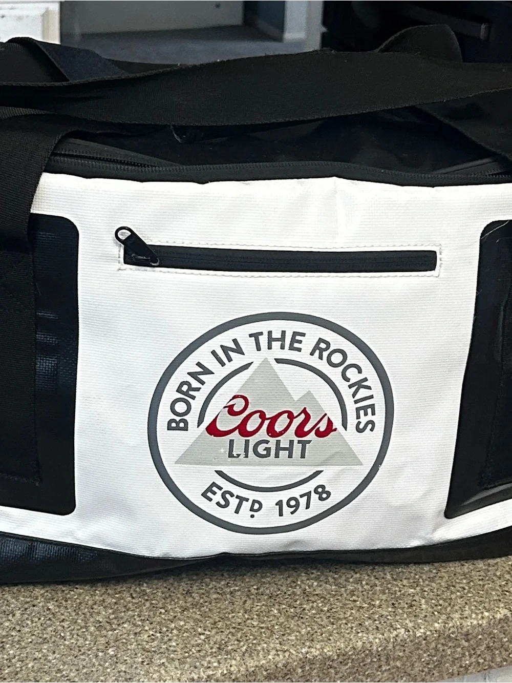 White & Black insulated duffel (cooler)- Branding